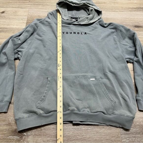 Youngla Hoodie Mens 2XL Gray Monarch Sweatshirt Pullover Gym Workout Heavy - Picture 2 of 8